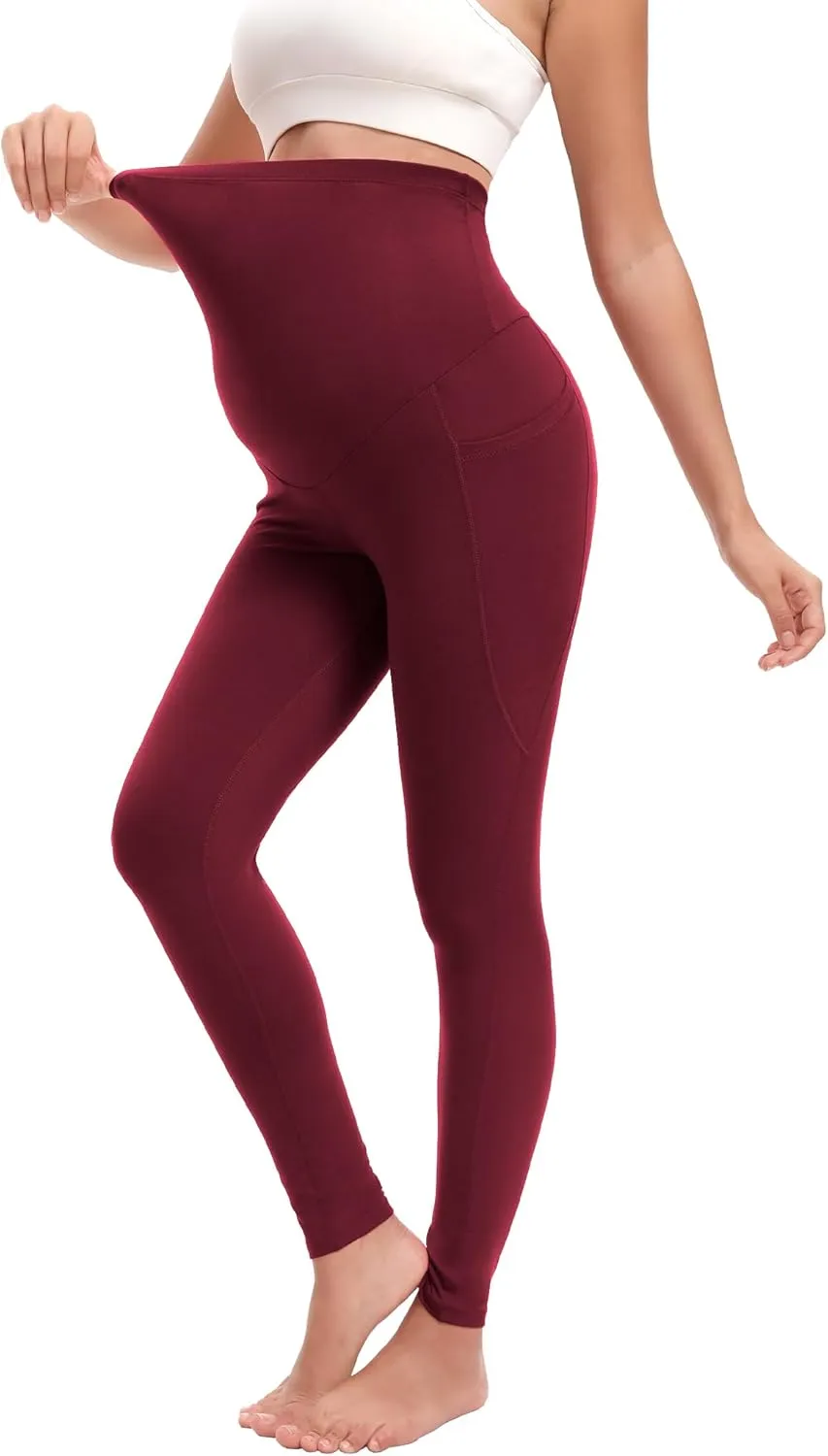 4 Pack Womens Maternity Leggings with Pockets Over The Belly Pregnancy Workout Yoga Pants Activewear