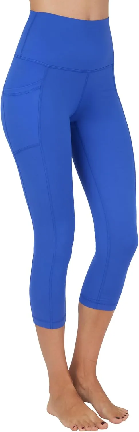 90 Degree By Reflex Womens 2 Pack Interlock Tribeca Elastic Free High Waist Side Pocket Capri and Everyday Capri