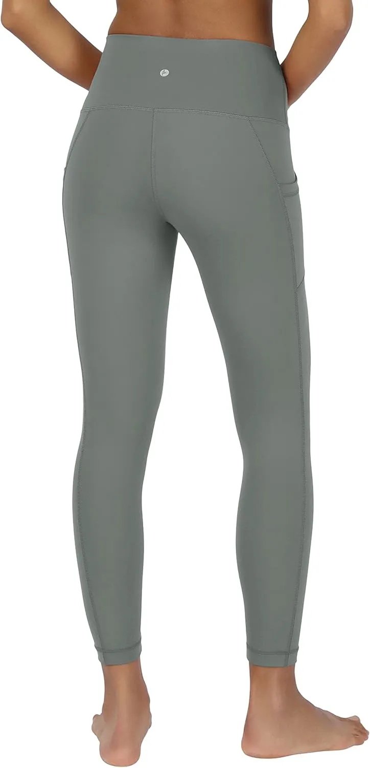 90 Degree By Reflex Womens High Waist Elastic Free Ankle Length Wonderlink Leggings with Side Pockets