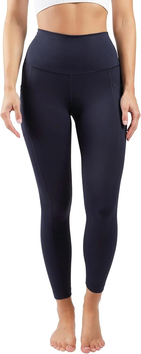 90 Degree By Reflex Womens High Waist Elastic Free Ankle Length Wonderlink Leggings with Side Pockets