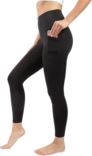 90 Degree By Reflex Womens High Waist Elastic Free Ankle Length Wonderlink Leggings with Side Pockets