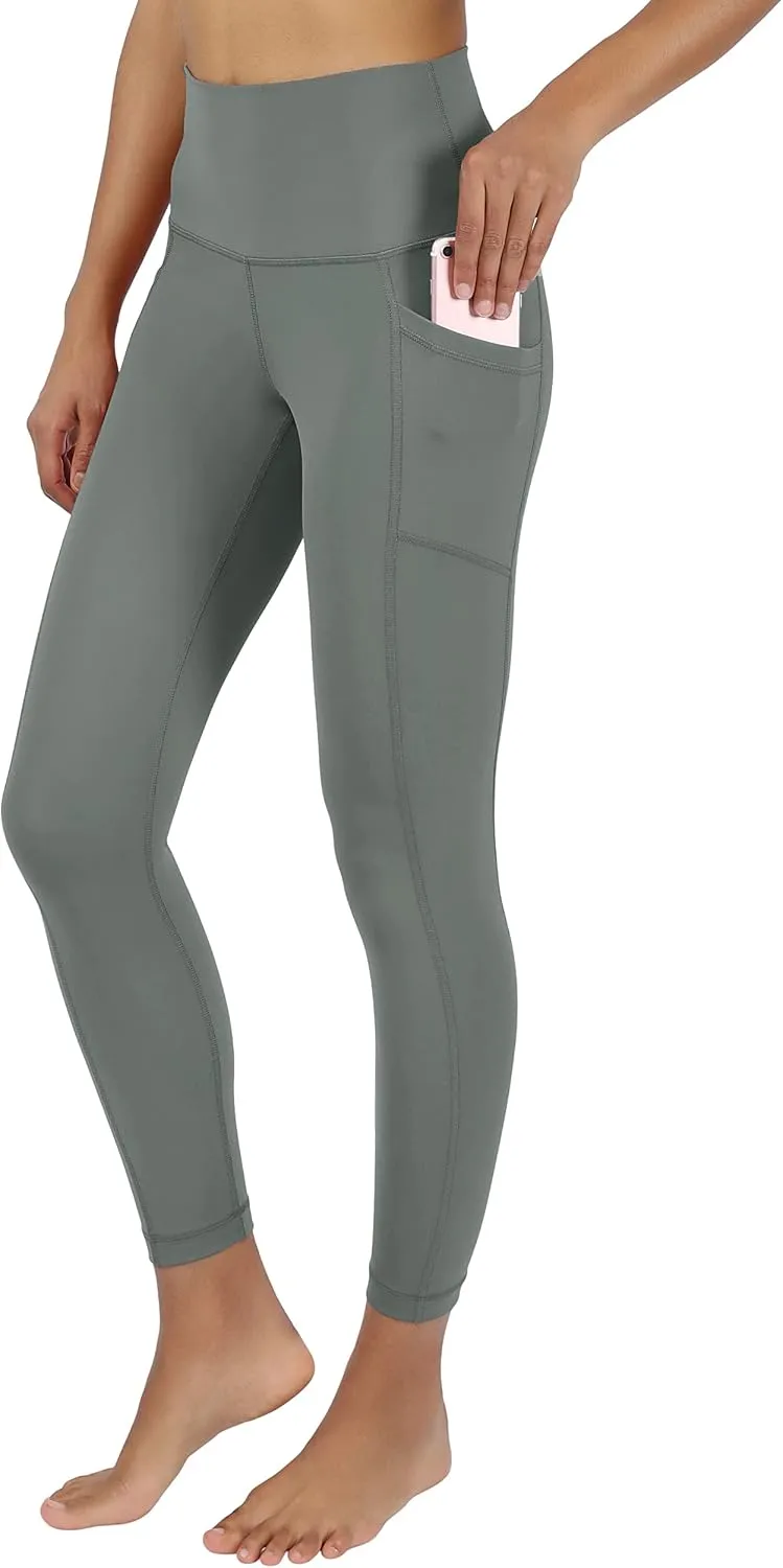 90 Degree By Reflex Womens High Waist Elastic Free Ankle Length Wonderlink Leggings with Side Pockets