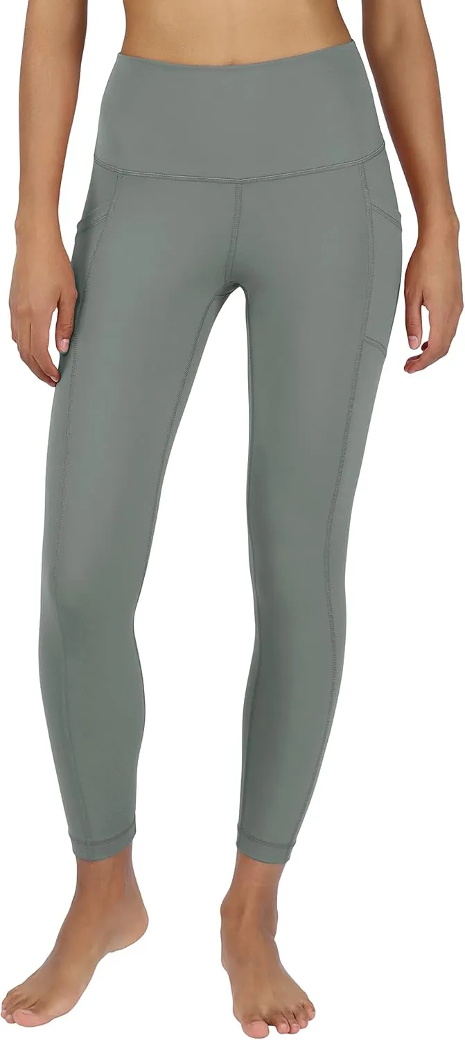 90 Degree By Reflex Womens High Waist Elastic Free Ankle Length Wonderlink Leggings with Side Pockets