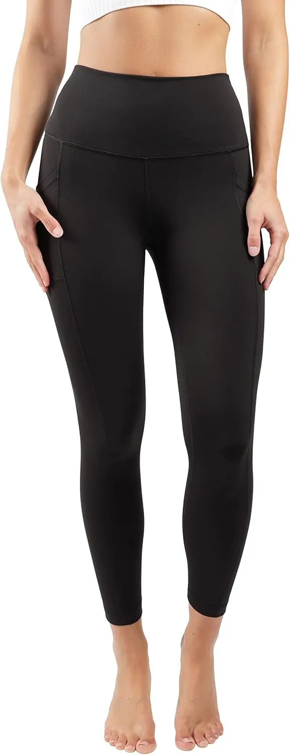 90 Degree By Reflex Womens High Waist Elastic Free Ankle Length Wonderlink Leggings with Side Pockets