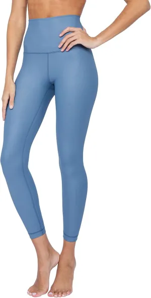 90 Degree By Reflex Womens High Waist High Shine Faux Leather Disco Ankle Leggings