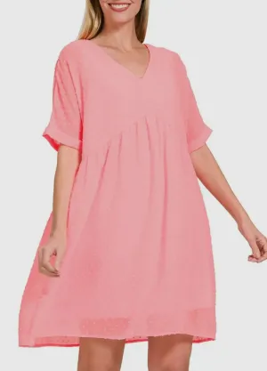 Abby Coral Swiss Babydoll Dress
