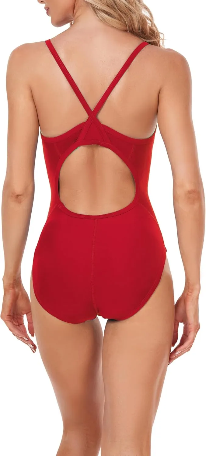 Adoretex Girls/Women's Solid Pro One-Piece Athletic Sports Racing Swimsuit Swimwear