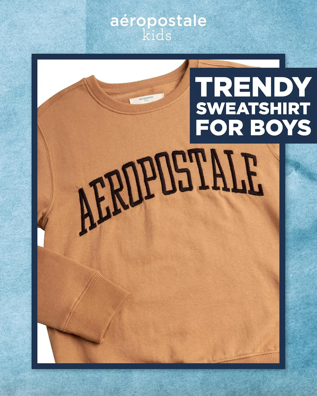AEROPOSTALE Boys' Sweatshirt - Kids' Fleece Long Sleeve Crewneck Pullover - Youth Pullover Sweatshirt for Boys (8-16)