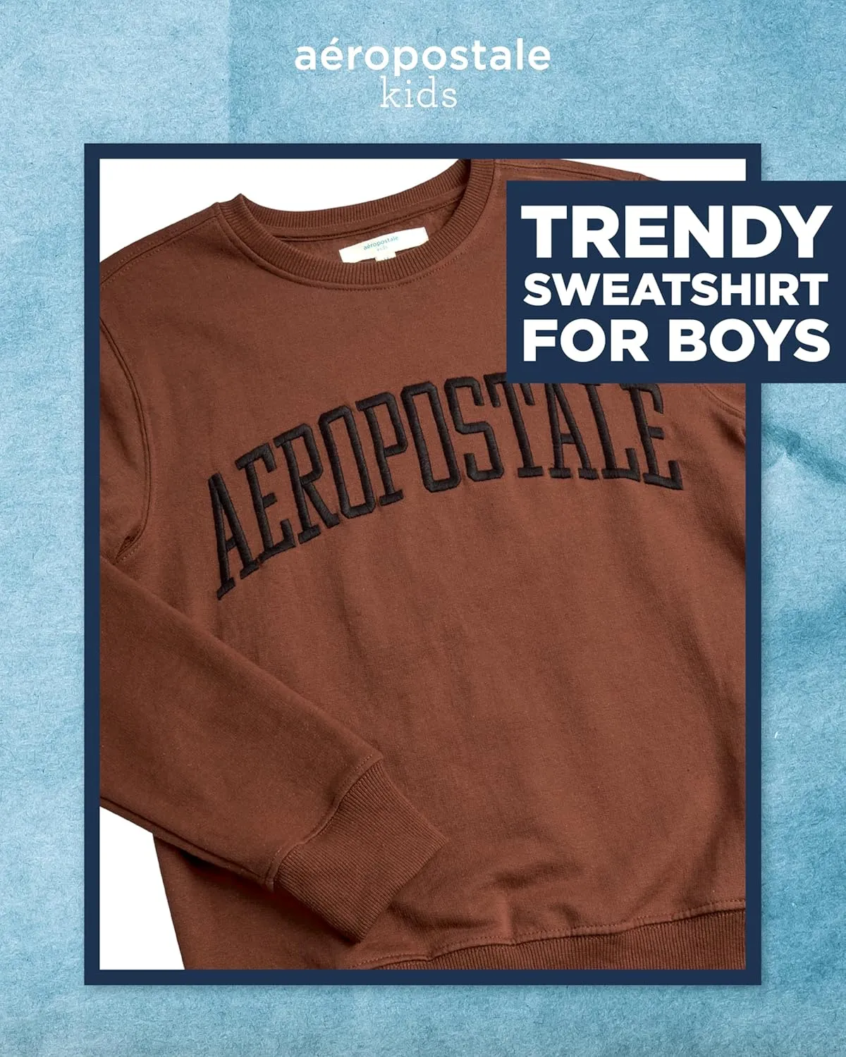 AEROPOSTALE Boys' Sweatshirt - Kids' Fleece Long Sleeve Crewneck Pullover - Youth Pullover Sweatshirt for Boys (8-16)