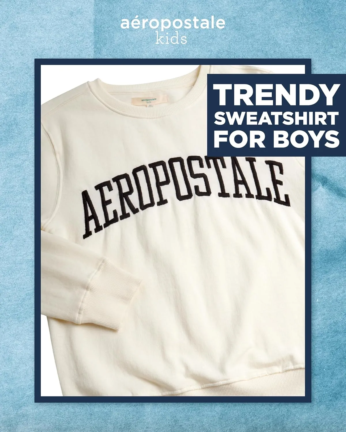 AEROPOSTALE Boys' Sweatshirt - Kids' Fleece Long Sleeve Crewneck Pullover - Youth Pullover Sweatshirt for Boys (8-16)