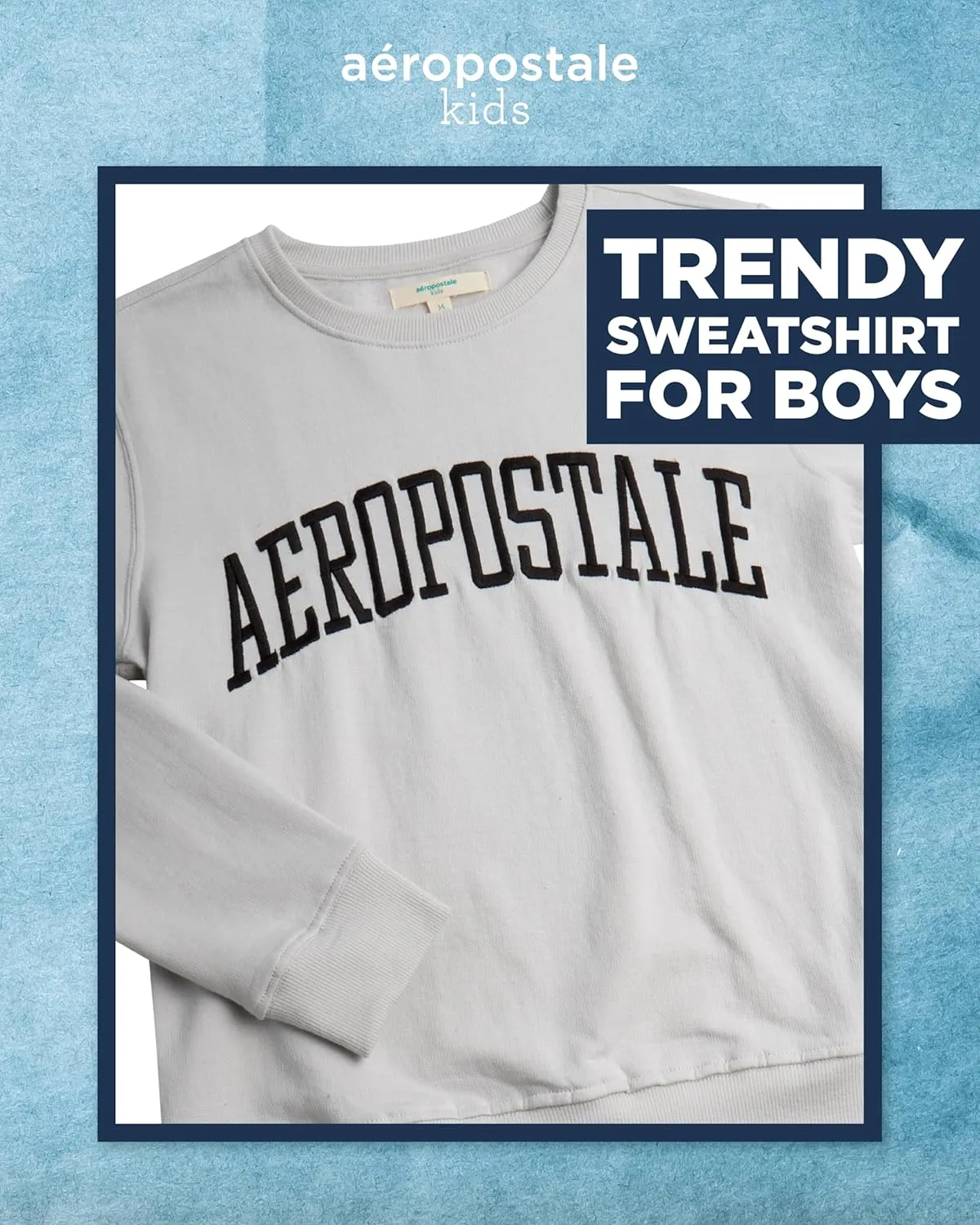 AEROPOSTALE Boys' Sweatshirt - Kids' Fleece Long Sleeve Crewneck Pullover - Youth Pullover Sweatshirt for Boys (8-16)