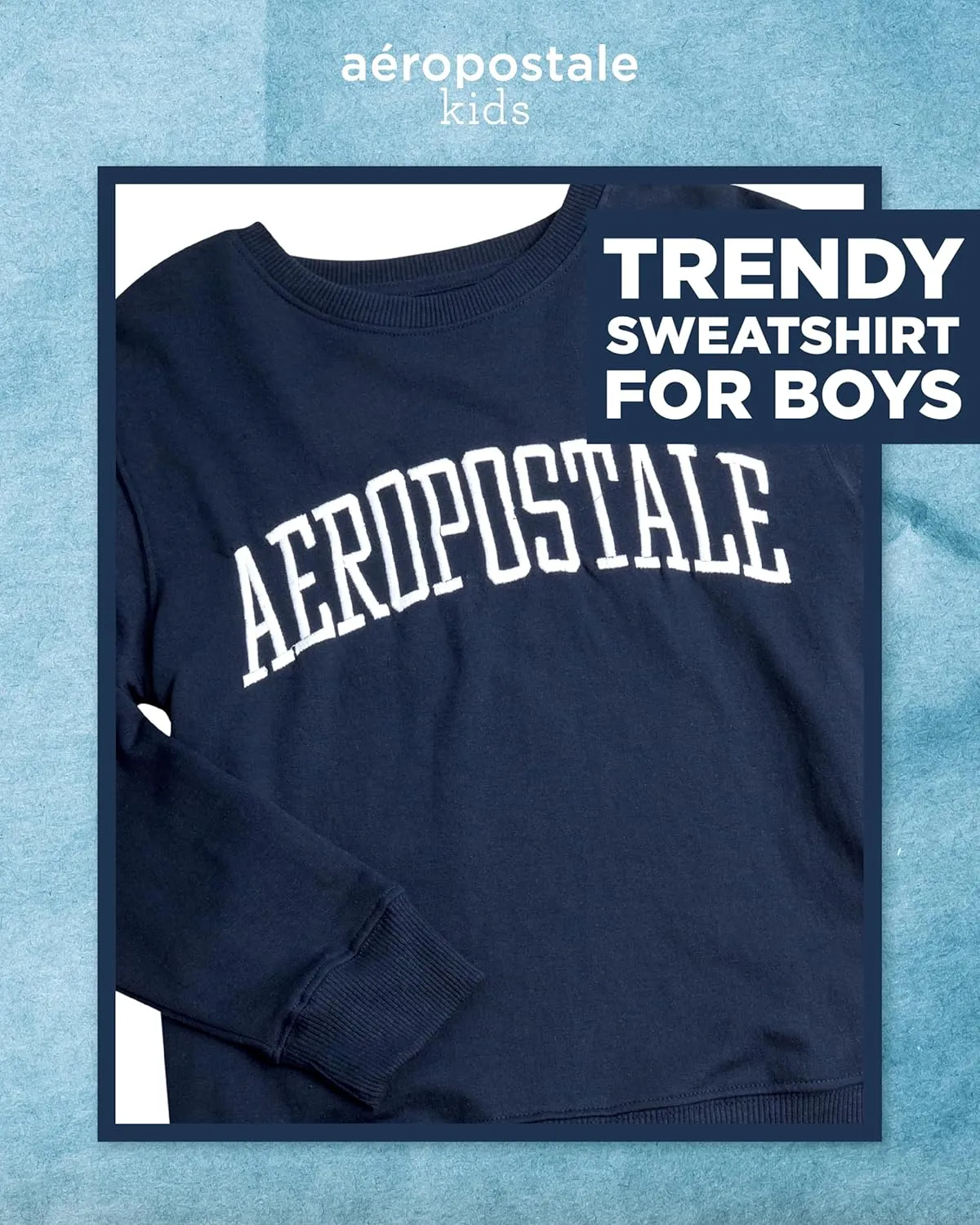 AEROPOSTALE Boys' Sweatshirt - Kids' Fleece Long Sleeve Crewneck Pullover - Youth Pullover Sweatshirt for Boys (8-16)
