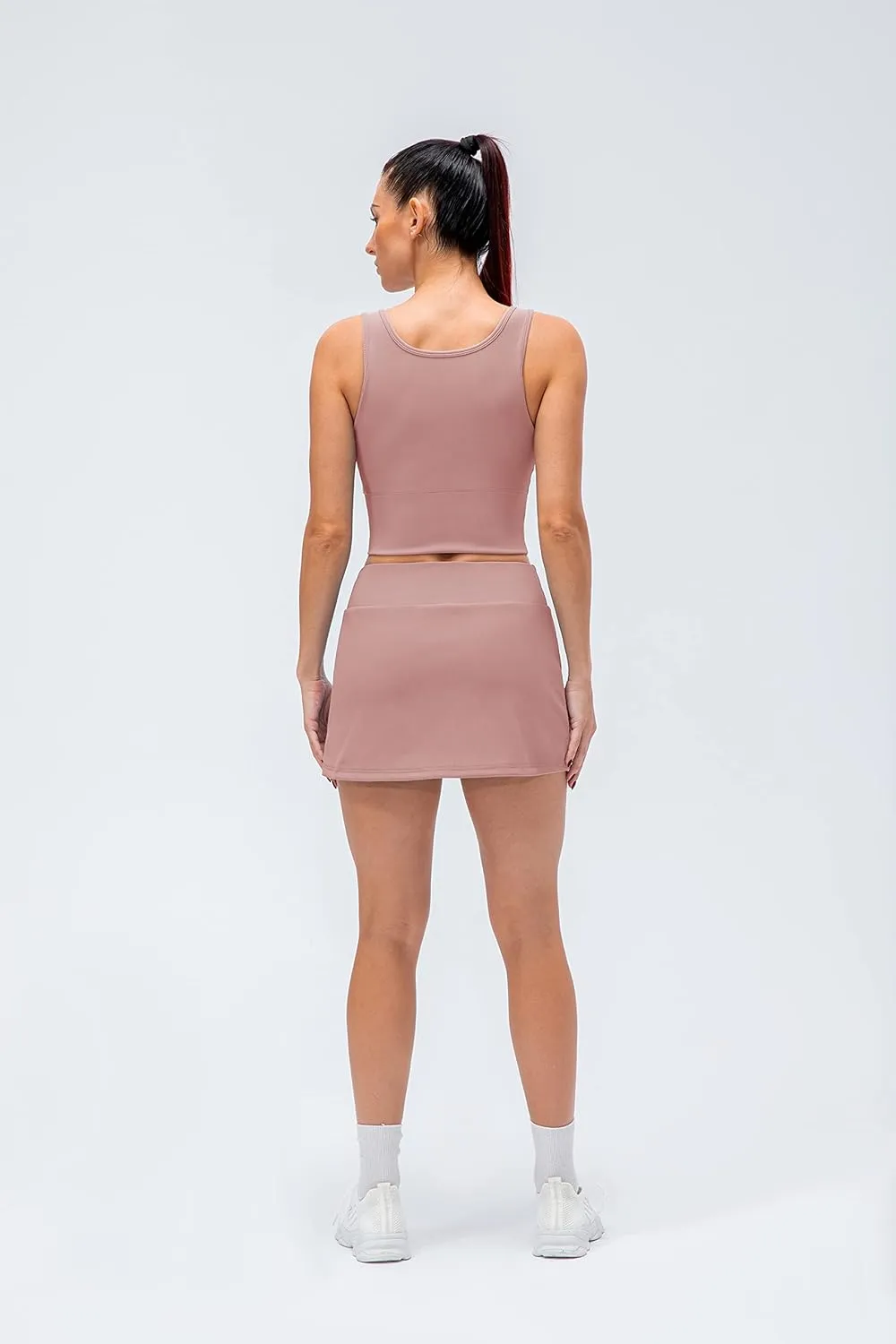 Amxiway Women's Mini Tennis Skirt with Shorts Golf Skort High Waisted Slit Bodycon Athletic Workout Skorts