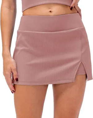 Amxiway Women's Mini Tennis Skirt with Shorts Golf Skort High Waisted Slit Bodycon Athletic Workout Skorts