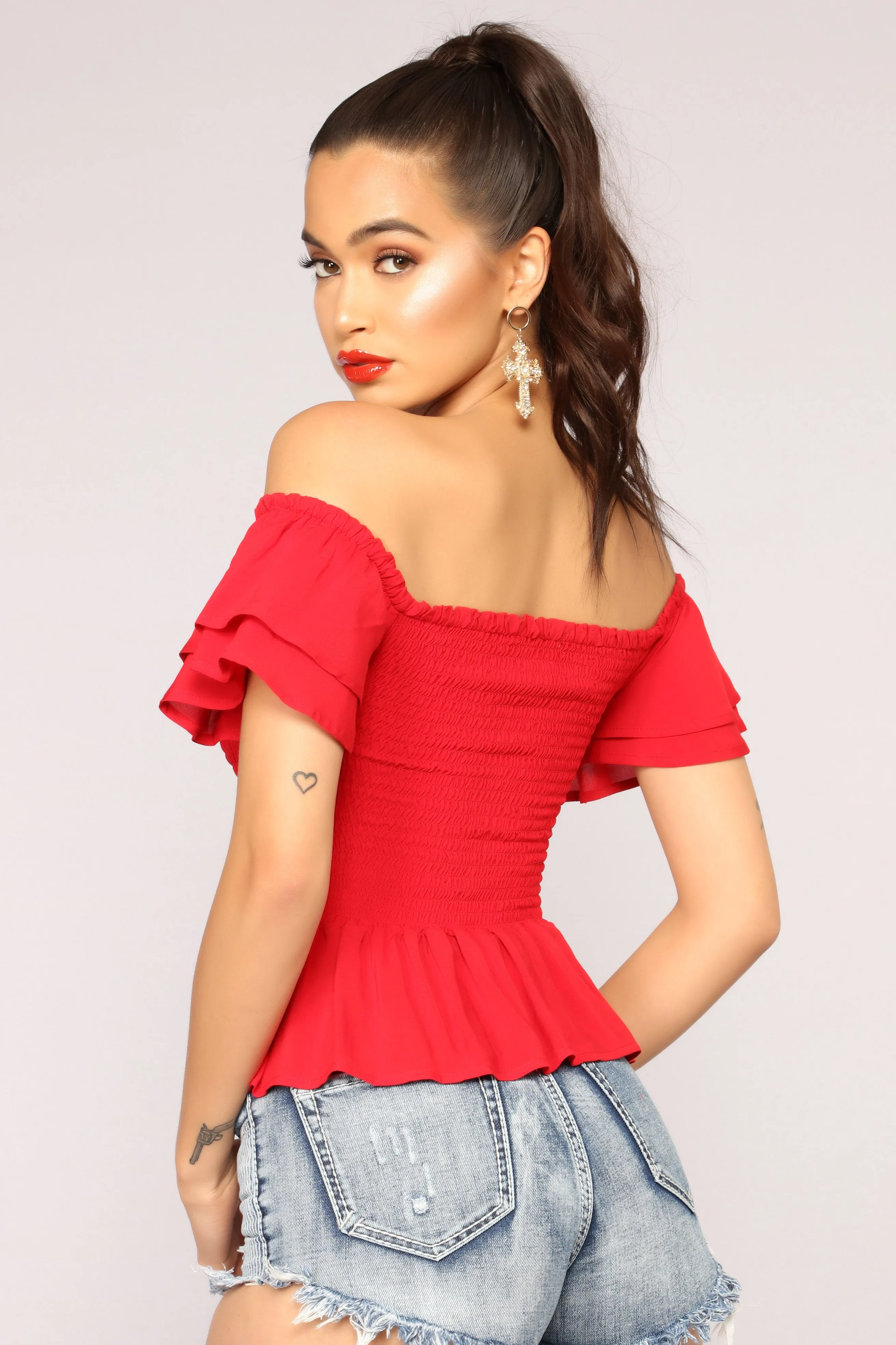 Anaith Off Shoulder Top - Red