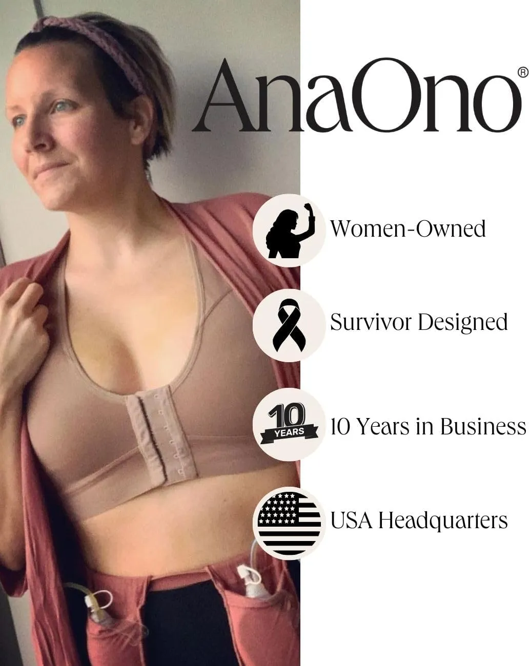 AnaOno Camisole with Pocketed Shelf Bra for Breast Forms - Pocketed Post Mastectomy Modal Camisole - Suitable for Everyday