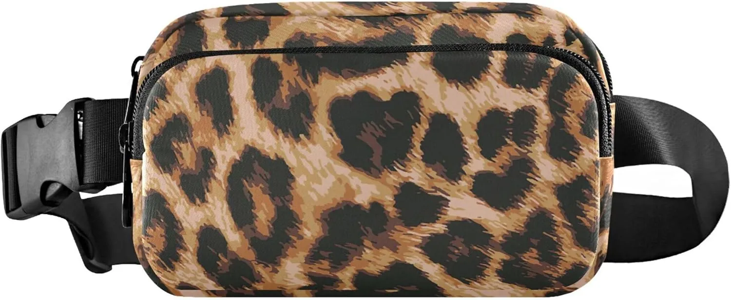 Animal Skin Leopard Design Fanny Packs for Women Hiking Hip Bag Belt Purse Waterproof Waist Purse for Women