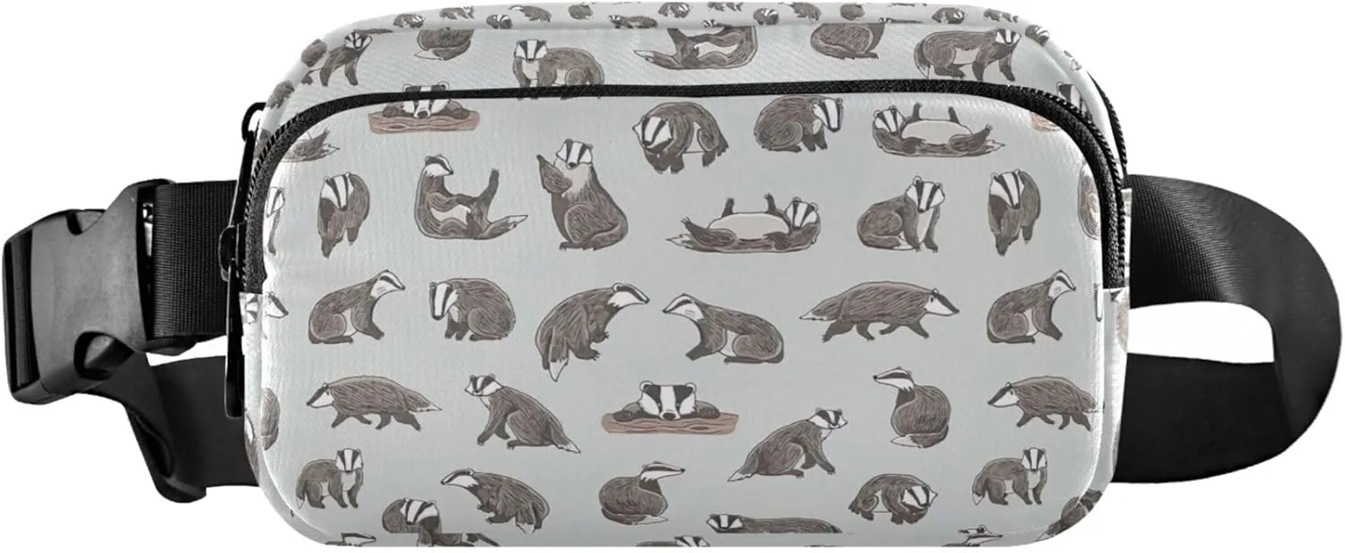 Animals Cute Badger Hedgehog Fanny Packs for Women Colorful Belt Bags Hip Pack Waterproof Waist Bag for Women