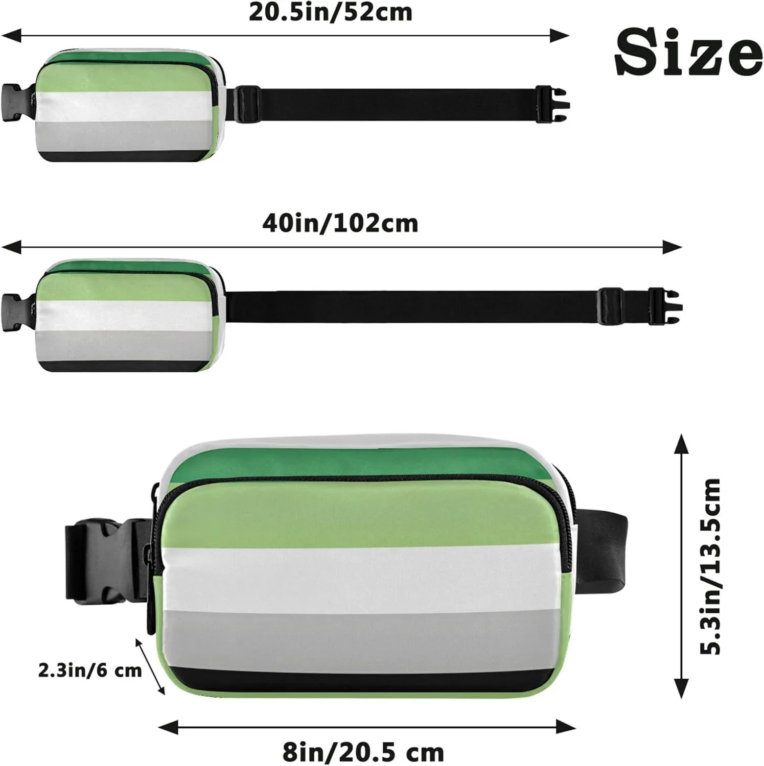 Aromantic Flag Pride Fanny Packs for Women Hip Pouch Belt Bag Waterproof Flower Crossbody Waist Pack