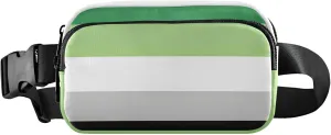 Aromantic Flag Pride Fanny Packs for Women Hip Pouch Belt Bag Waterproof Flower Crossbody Waist Pack
