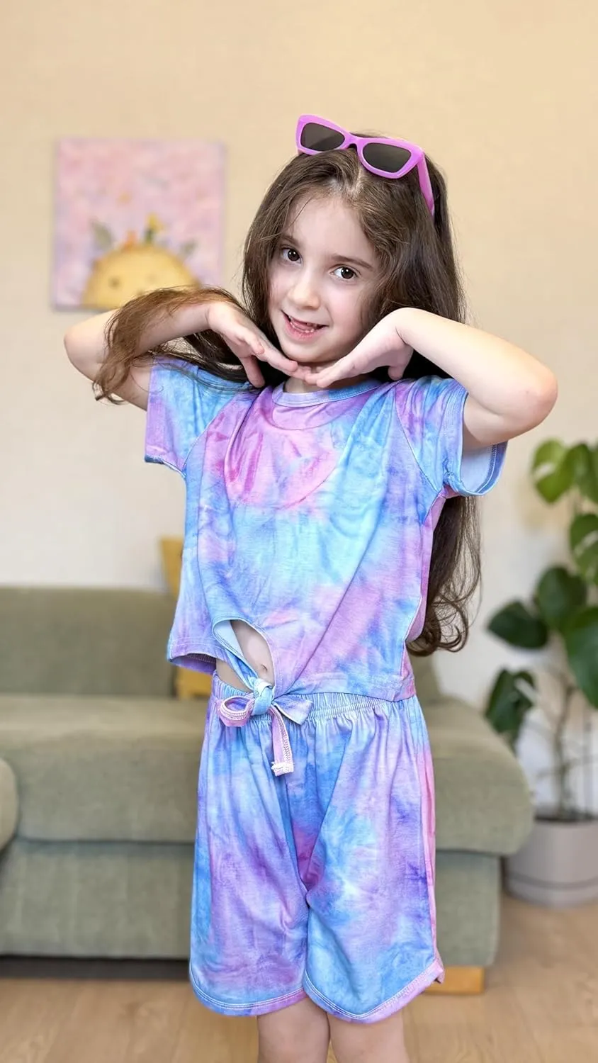 Arshiner Girls 2 Piece Outfits Summer Clothes Short Sleeve Tops and Paperbag Waist Shorts Set Cute Outfits 5-14
