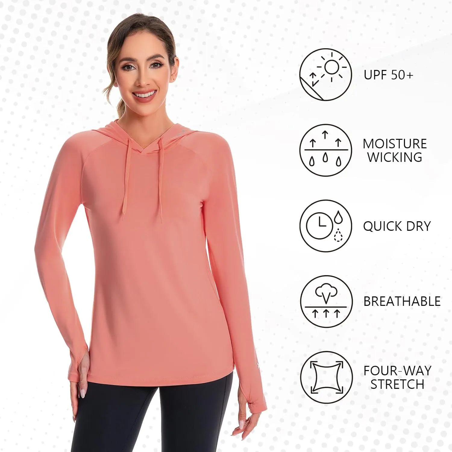 BASSDASH Womens UPF 50  Hiking Fishing Hoodie UV Shirt Long Sleeve Outdoor Activewear Breathable Lightweight Stretch