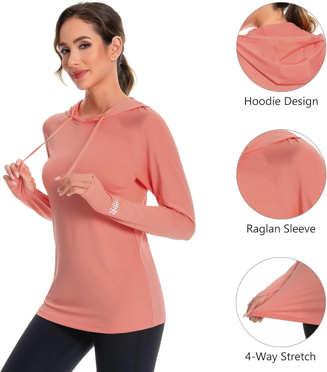 BASSDASH Womens UPF 50  Hiking Fishing Hoodie UV Shirt Long Sleeve Outdoor Activewear Breathable Lightweight Stretch