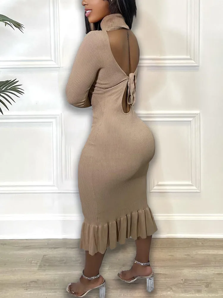 Bell Sleeve Tie Back Dress