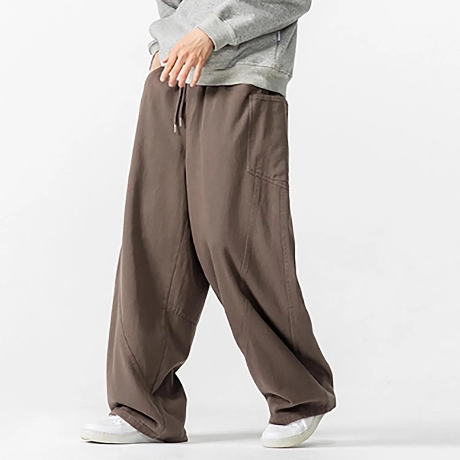 Big and Tall Cargo Pants for Men Relaxed Fit Elastic Waist Straight Wide Leg Sweatpants Lightweight Casual Jogging Trousers