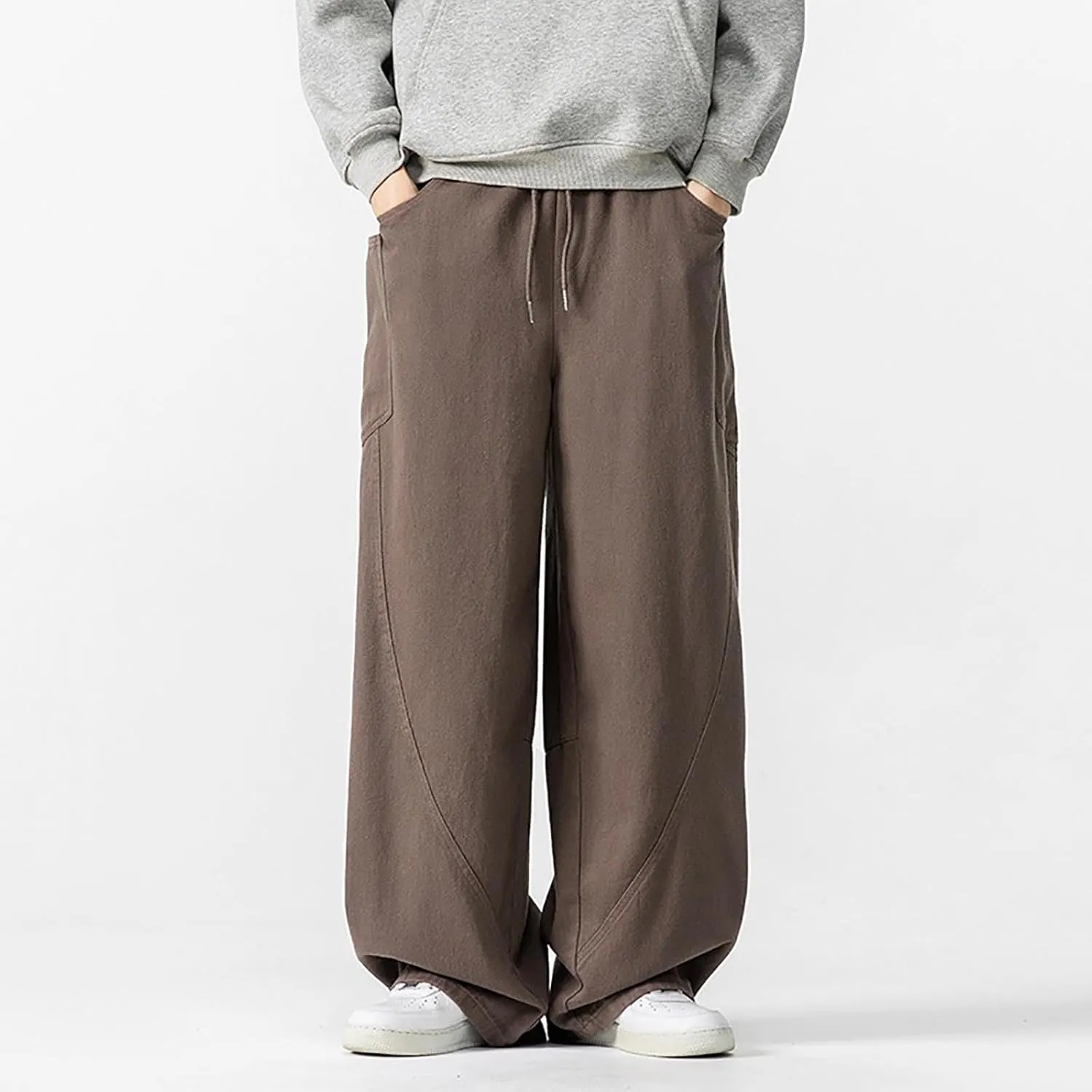 Big and Tall Cargo Pants for Men Relaxed Fit Elastic Waist Straight Wide Leg Sweatpants Lightweight Casual Jogging Trousers