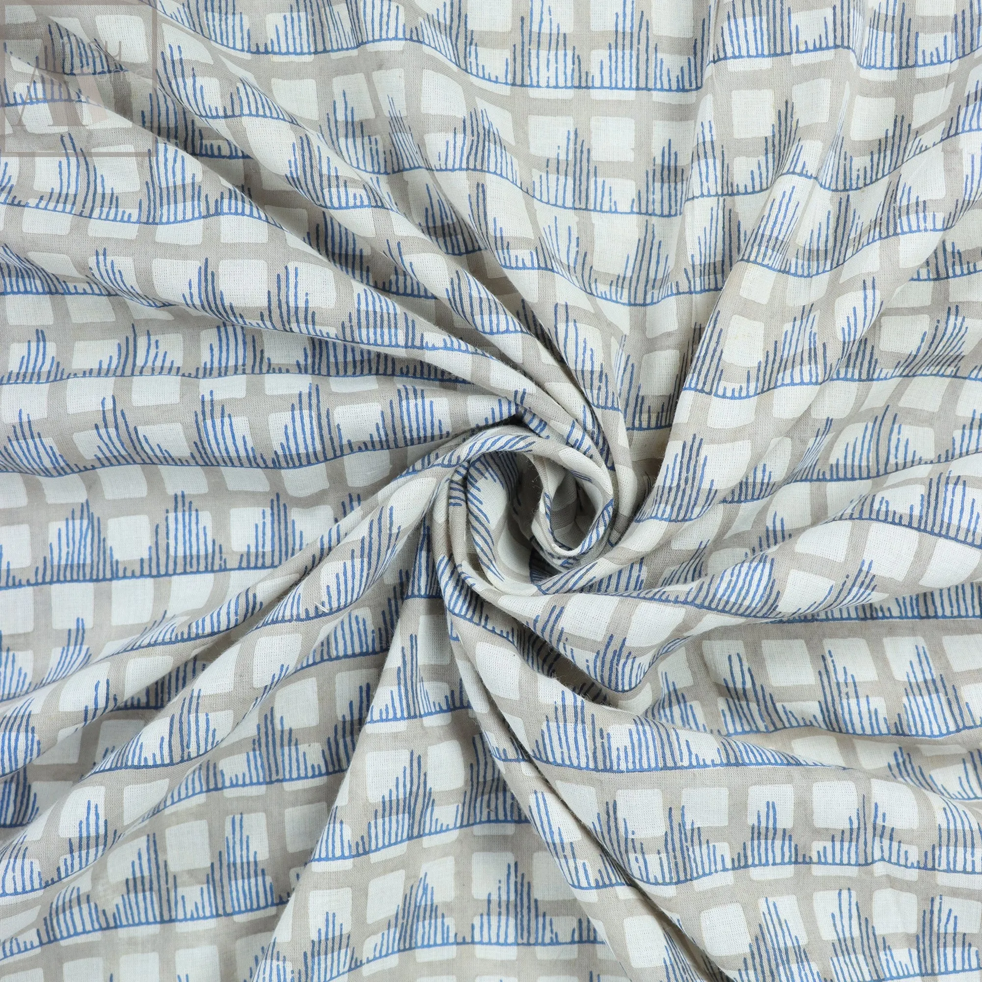 Block Geometrical Print Soft Cotton Dabu Fabric