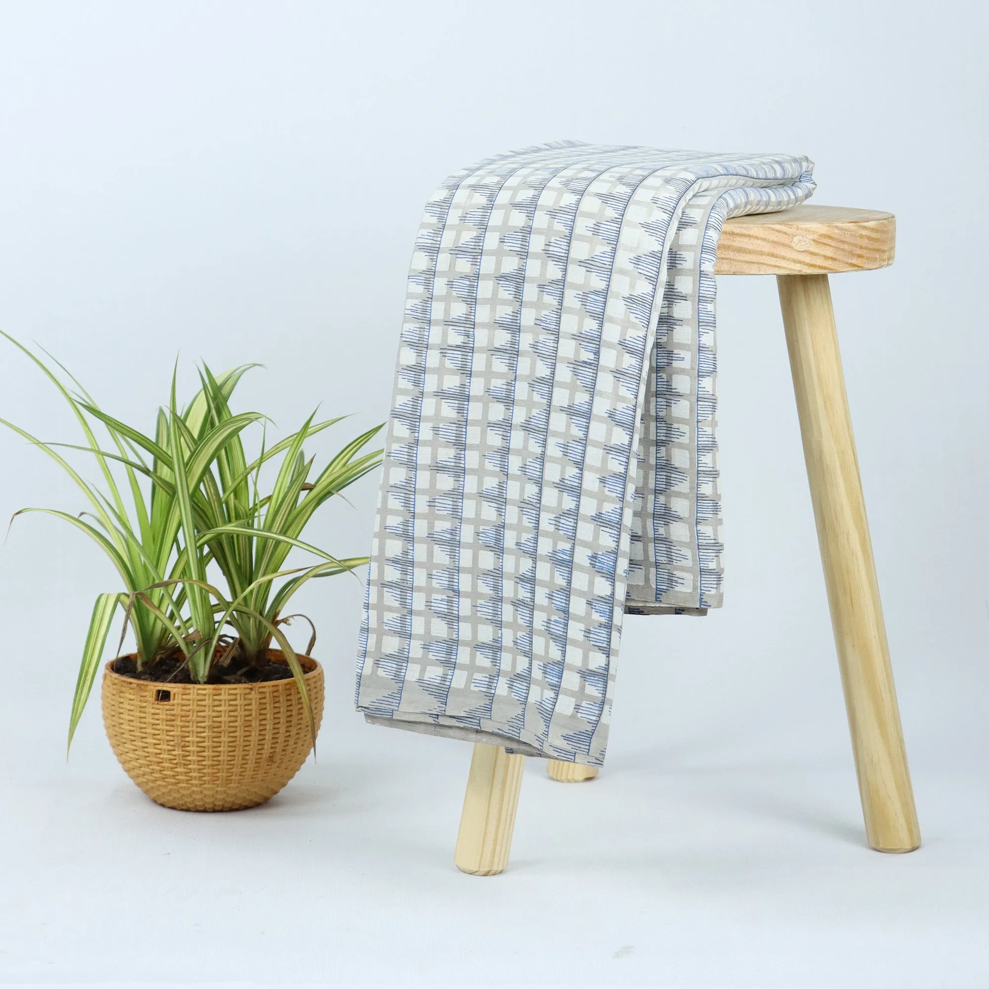 Block Geometrical Print Soft Cotton Dabu Fabric