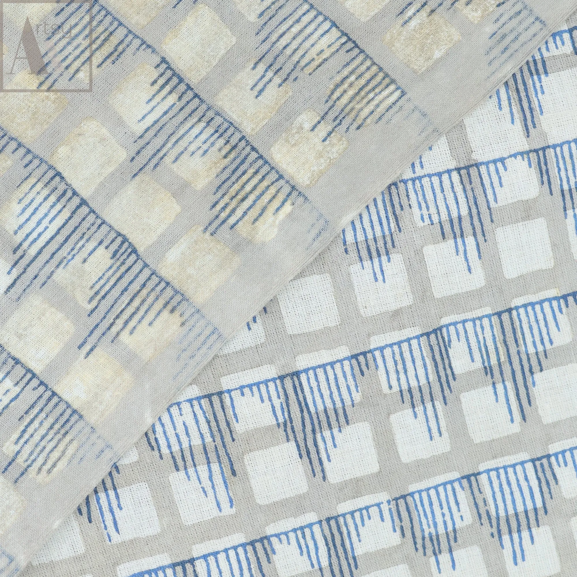 Block Geometrical Print Soft Cotton Dabu Fabric