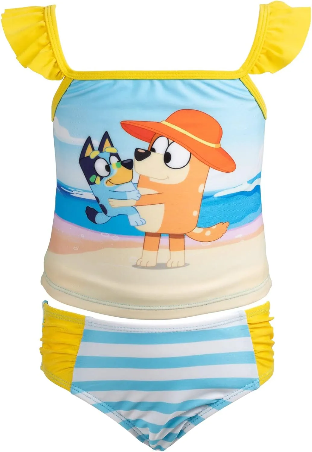 Bluey Girls UPF 50  Tankini Top and Bikini Bottom Swim Set Toddler to Little Kid Sizes (2T - 7-8)