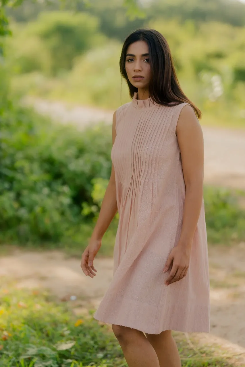 BLUSH PLEATED DRESS