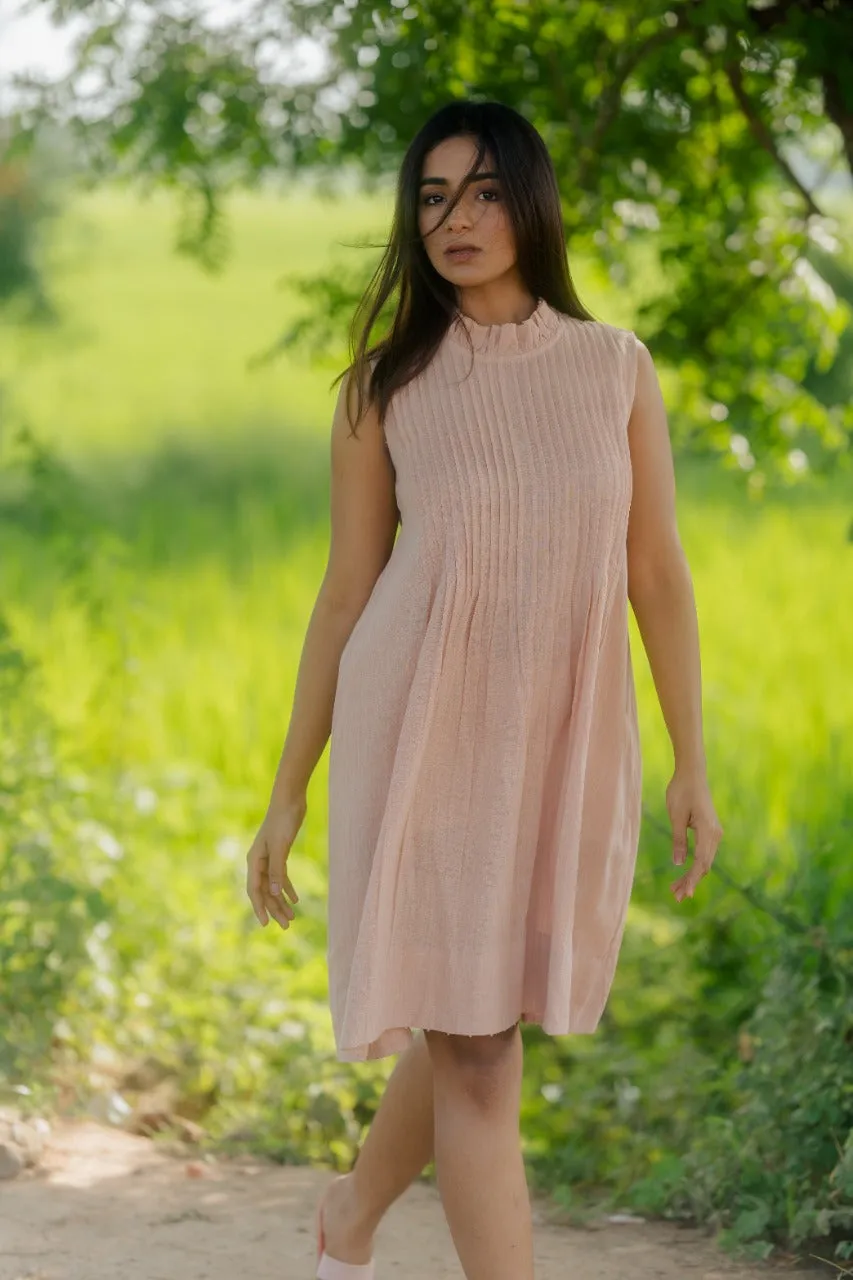 BLUSH PLEATED DRESS