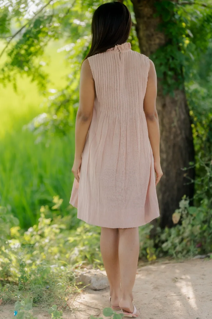 BLUSH PLEATED DRESS