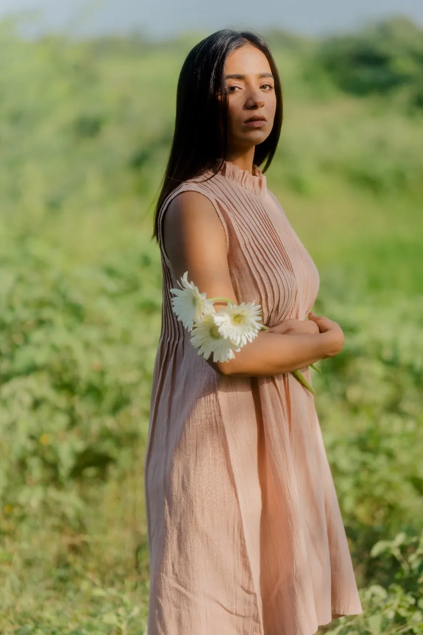 BLUSH PLEATED DRESS