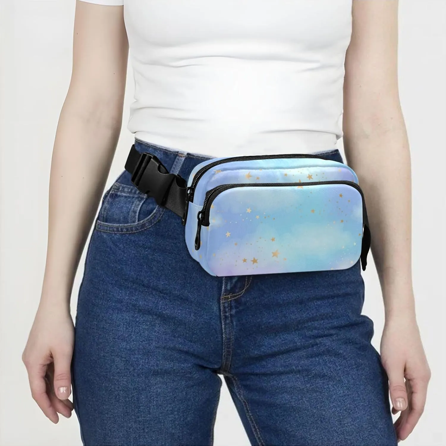 Bright Gold Constellations Fanny Packs Women Fashion Hip Pack Belt Pouch Waterproof Crossbody Waist Purse