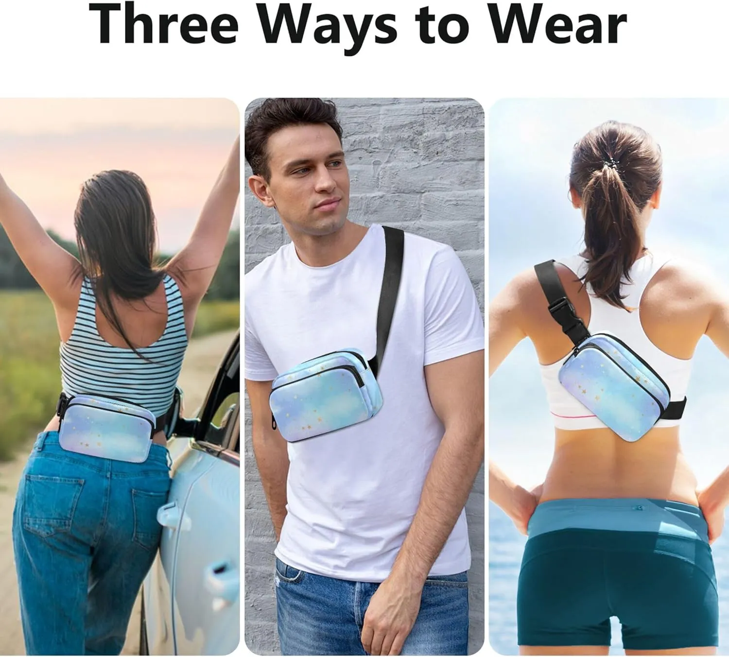 Bright Gold Constellations Fanny Packs Women Fashion Hip Pack Belt Pouch Waterproof Crossbody Waist Purse