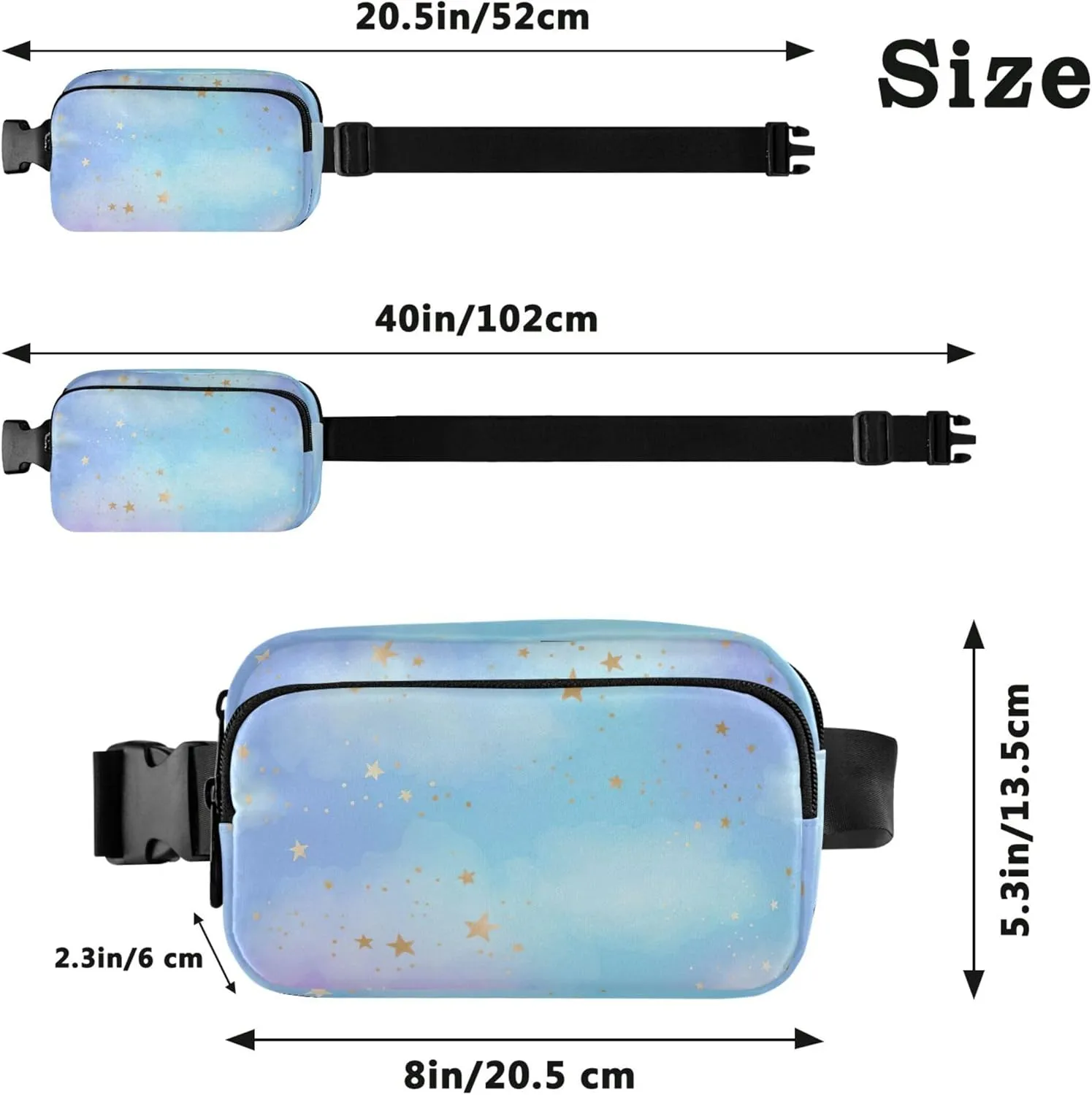 Bright Gold Constellations Fanny Packs Women Fashion Hip Pack Belt Pouch Waterproof Crossbody Waist Purse