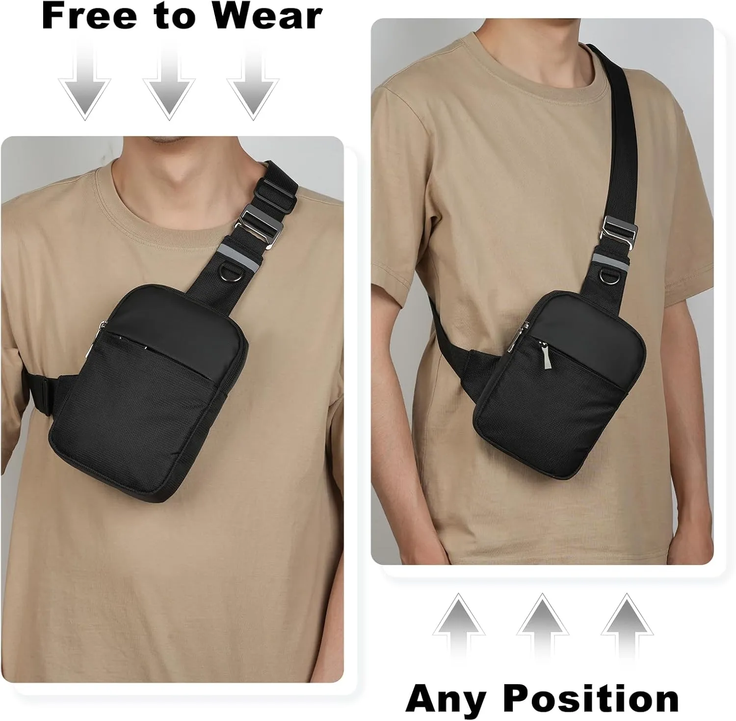 BROADREAM Upgrated Mini Sling Bag Small Crossbody Bags with RFID Blocking Waterproof Phone Chest Bag for Travel