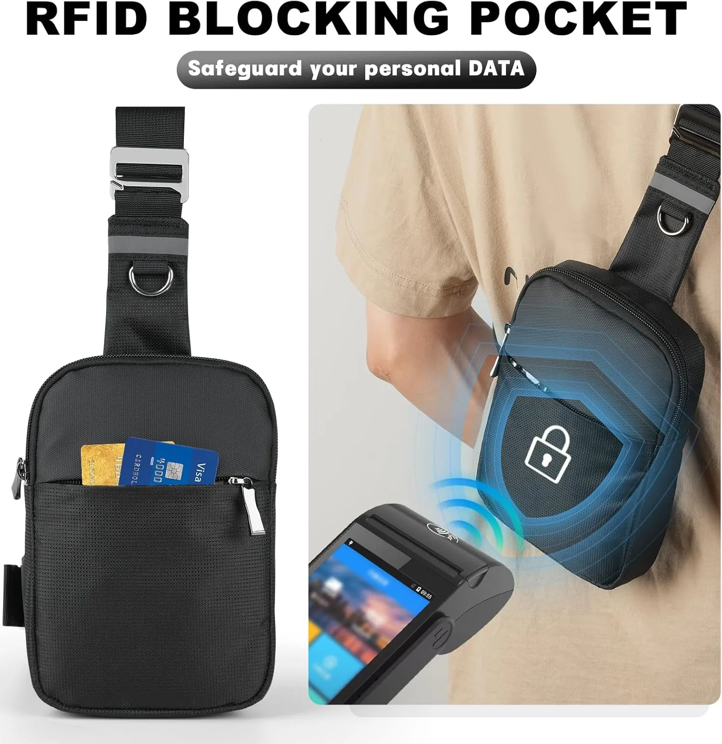 BROADREAM Upgrated Mini Sling Bag Small Crossbody Bags with RFID Blocking Waterproof Phone Chest Bag for Travel
