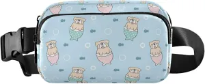 Bulldog Mermaid Sky Blue Fanny Packs for Women Waterproof Belt Bag Hip Pack Neon Crossbody Waist Bag