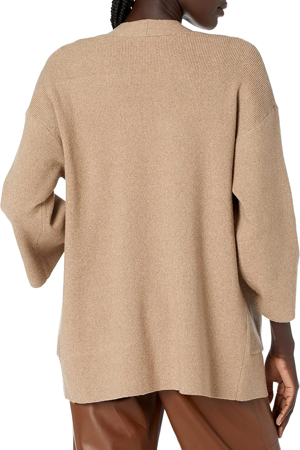 Cable Stitch Women's Brushed Kimono Sleeve Sweater Cardigan - Open Front Wide Long Sleeve Coatigan with Pockets