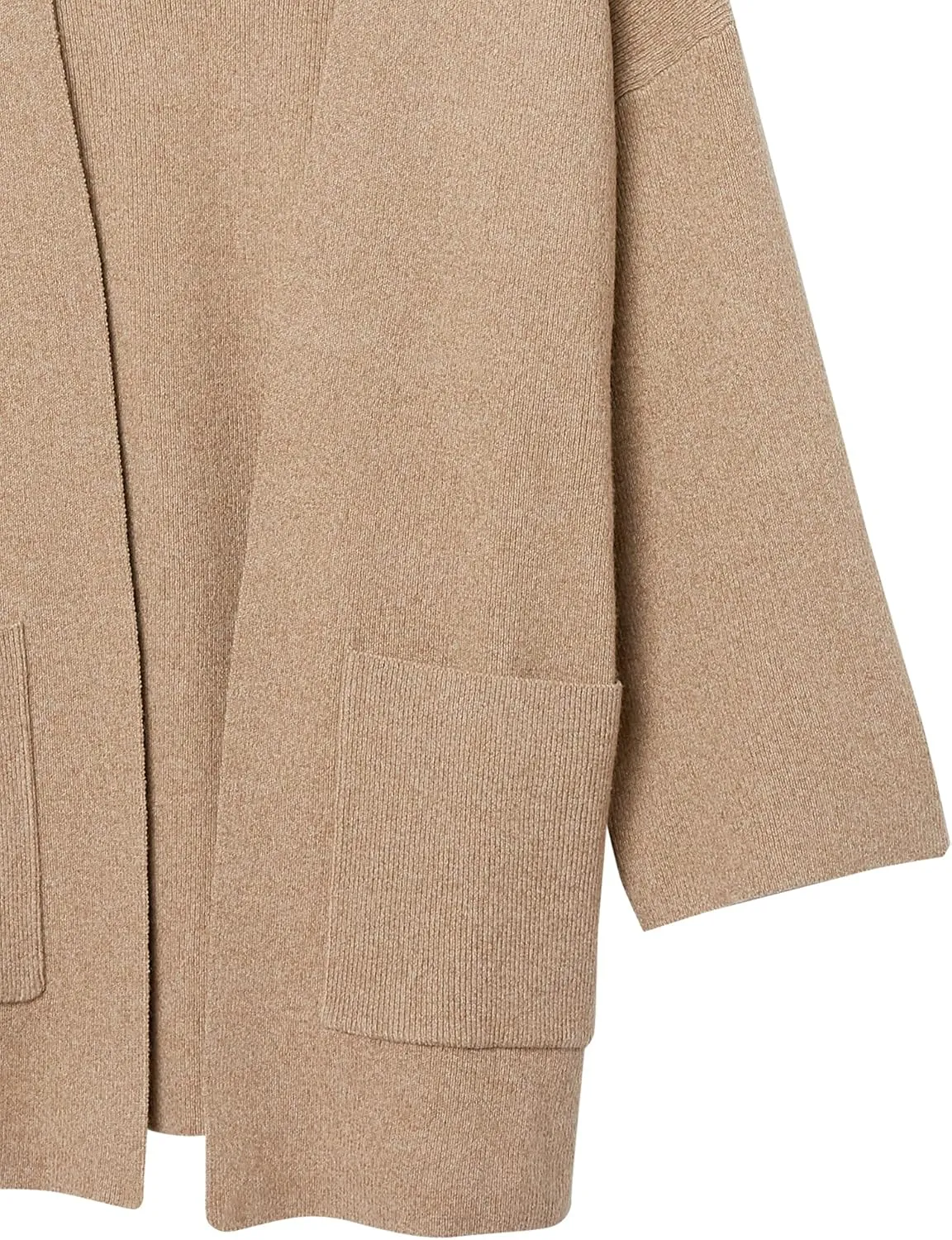 Cable Stitch Women's Brushed Kimono Sleeve Sweater Cardigan - Open Front Wide Long Sleeve Coatigan with Pockets