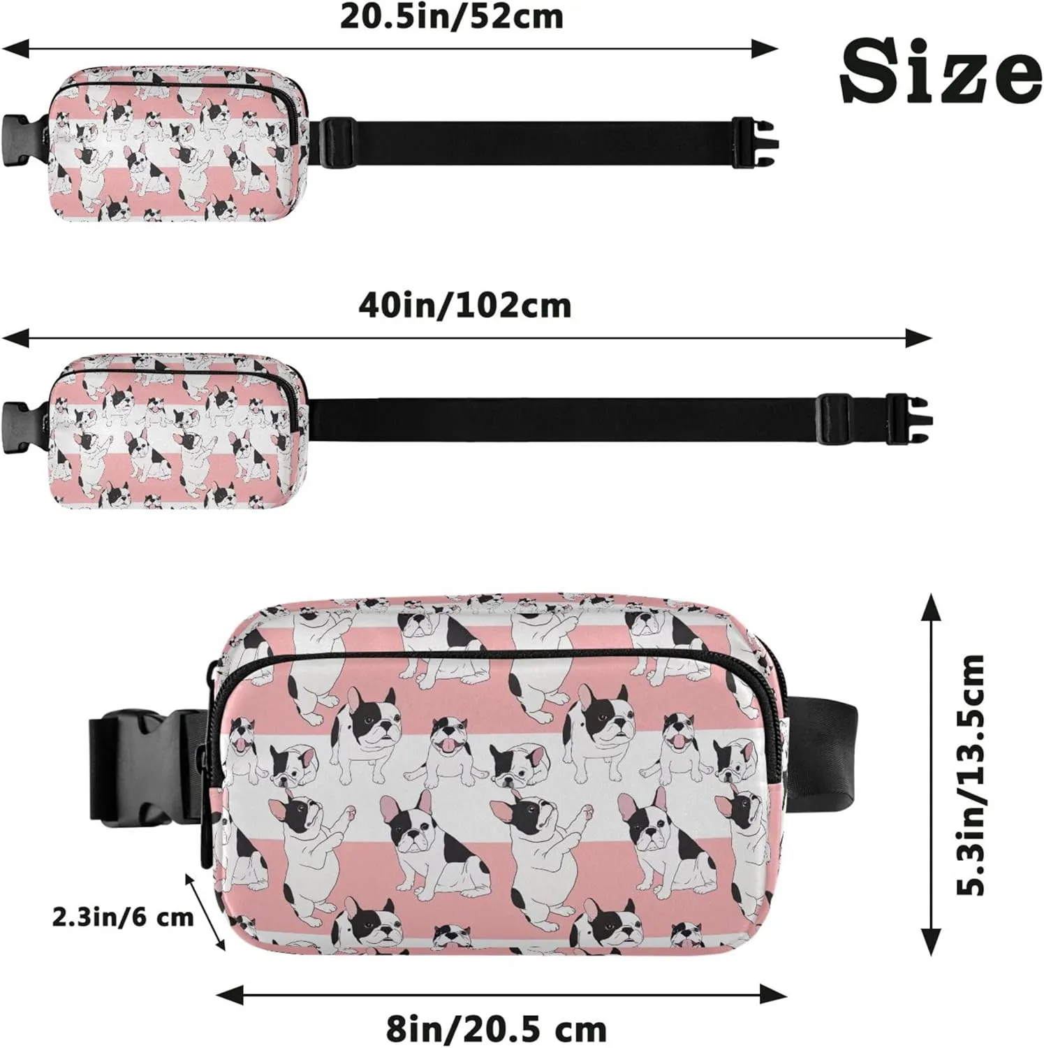 Cartoon French Bulldog Women Fanny Packs Waterproof Hip Bag Belt Pouch Cute Waist Purse for Women
