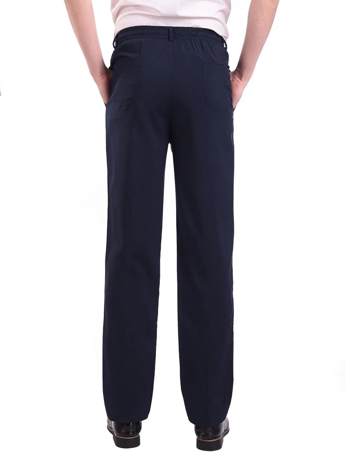 Casual Pants for Men Relaxed Fit Straight Leg Stretch Waist Trouser Lightweight Plus Size Summer Dress Pants with Pockets
