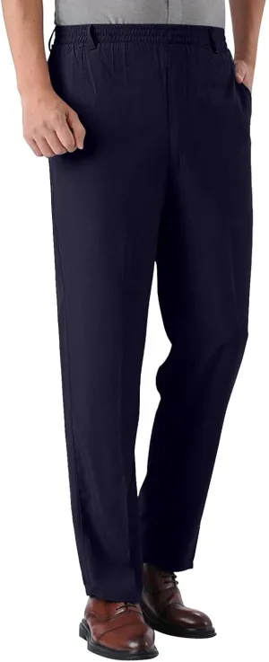 Casual Pants for Men Relaxed Fit Straight Leg Stretch Waist Trouser Lightweight Plus Size Summer Dress Pants with Pockets