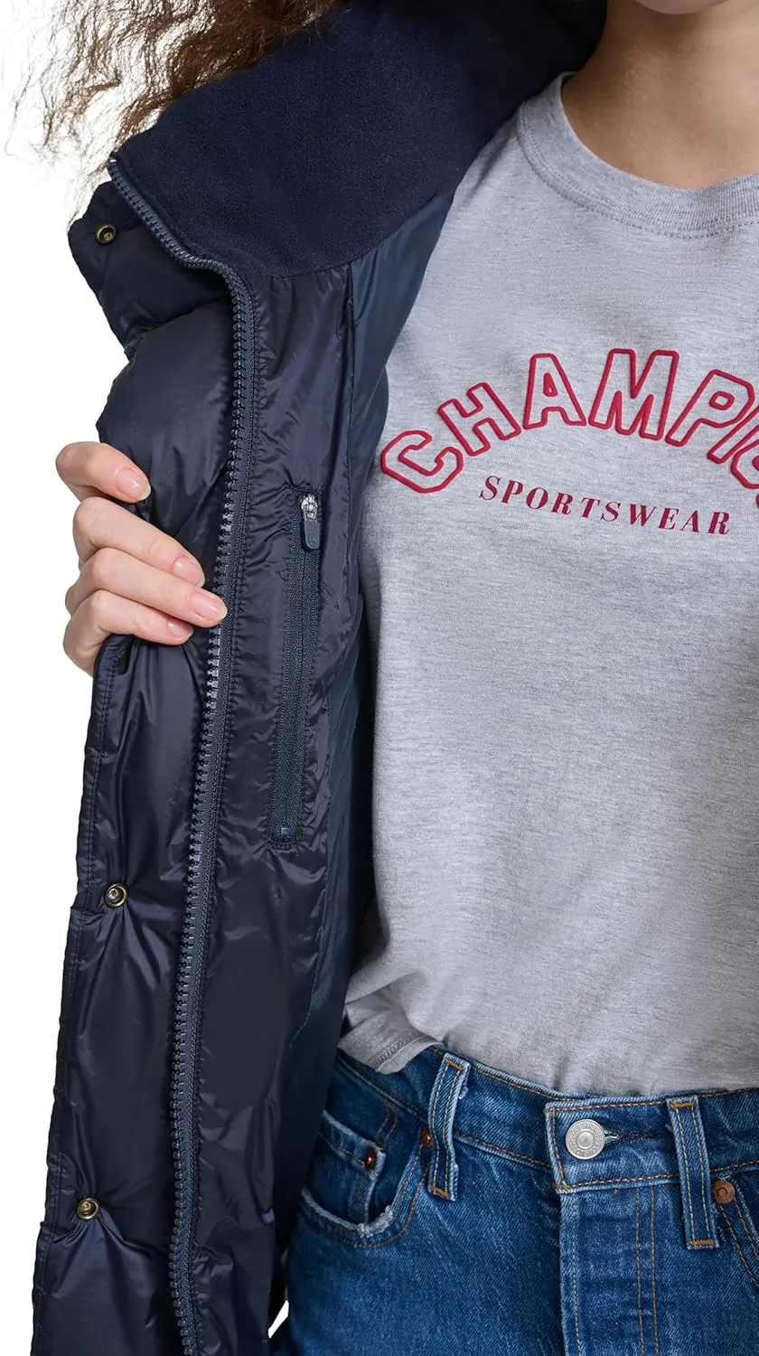 Champion Women's Satin Quilted Puffer Vest with Stand Collar